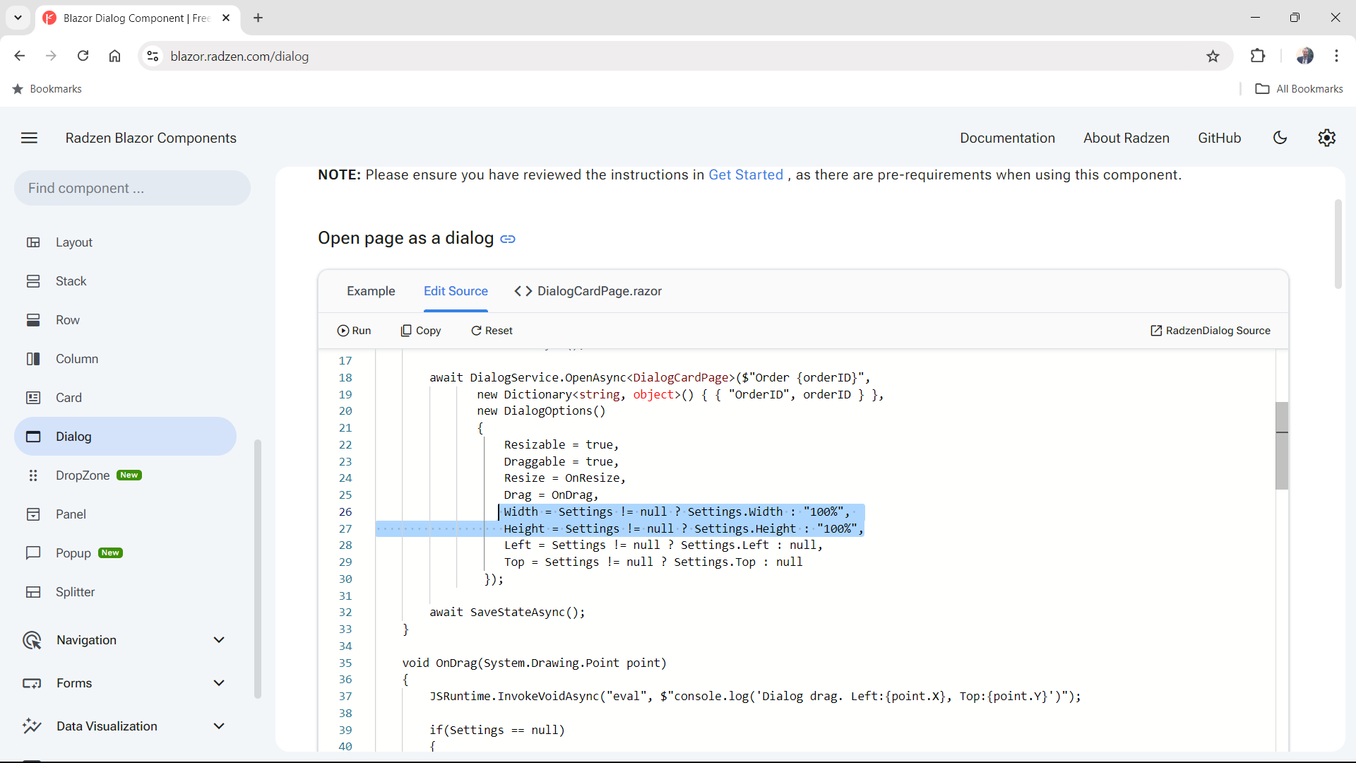 Dialog content height - Radzen.Blazor Components - Radzen