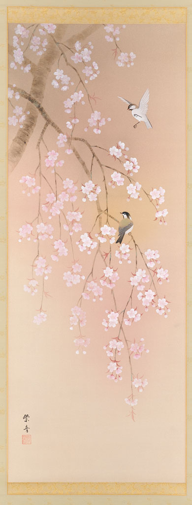 肉筆日本画】加藤紫音『桜』尺五立