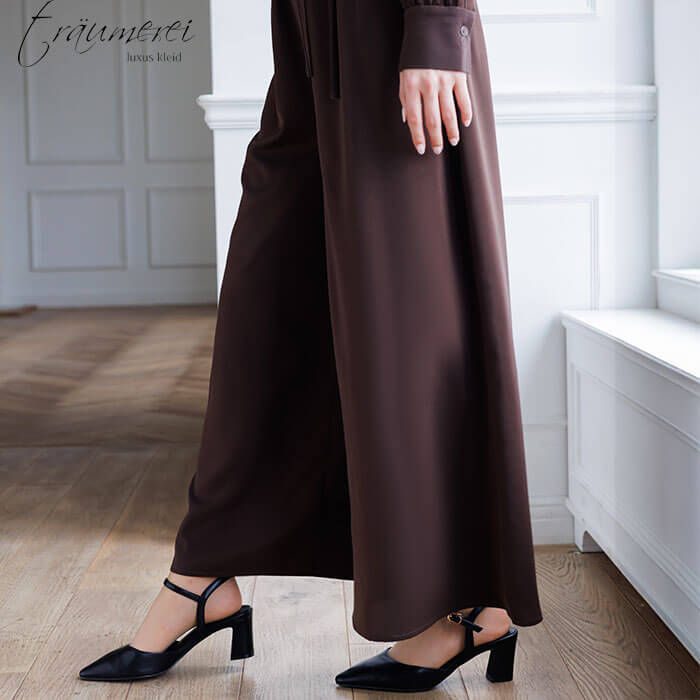 WEB限定｜ケープカラーオールインワンドレス 9号・ブラウン｜東京