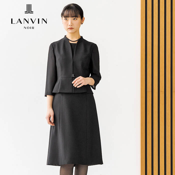 絡み織｜スーツ風の夏用ワンピース 9号・ブラック｜東京ソワール