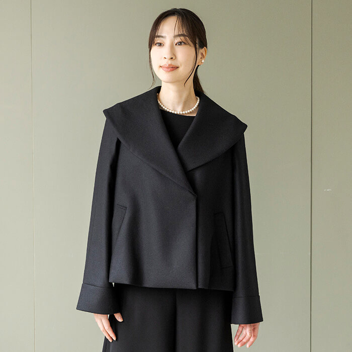 ウール100％のショールカラーコート 9号・ブラック｜東京ソワール