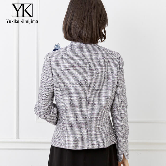 優しい色合いの米沢織ジャケット 9号・パープル｜東京ソワール