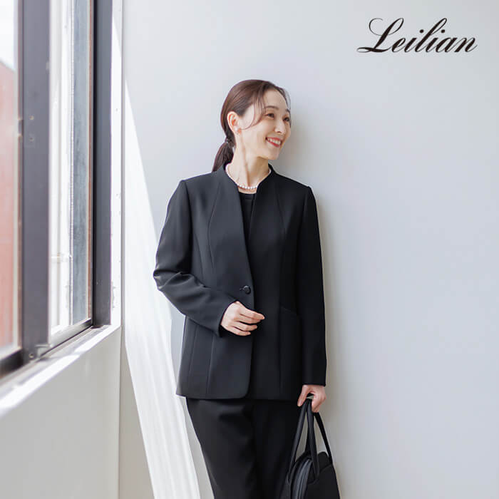 レリアン×東京ソワール／ブラウス付きパンツスーツ 7号・ブラック