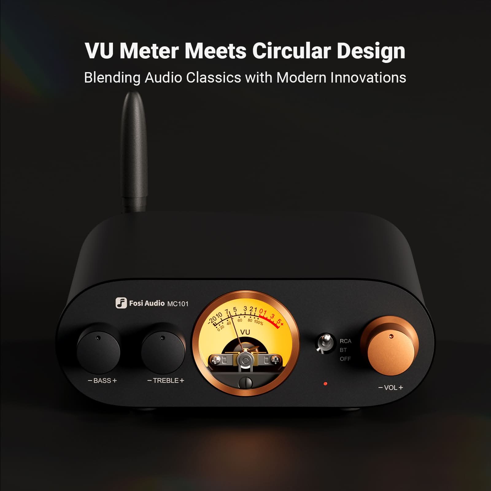 Fosi Audio MC101 Bluetooth Stereo Amplifier with VU Meter
