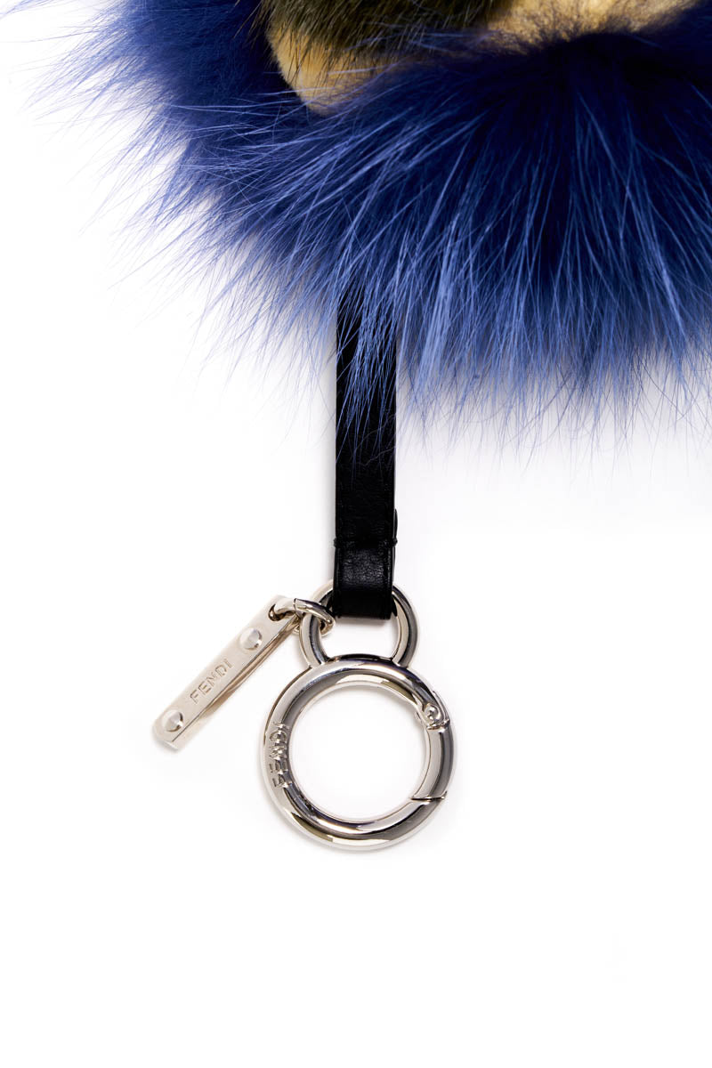 Fendi Blue And Black Fur Monster Purse Charm - Foxy Couture Carmel