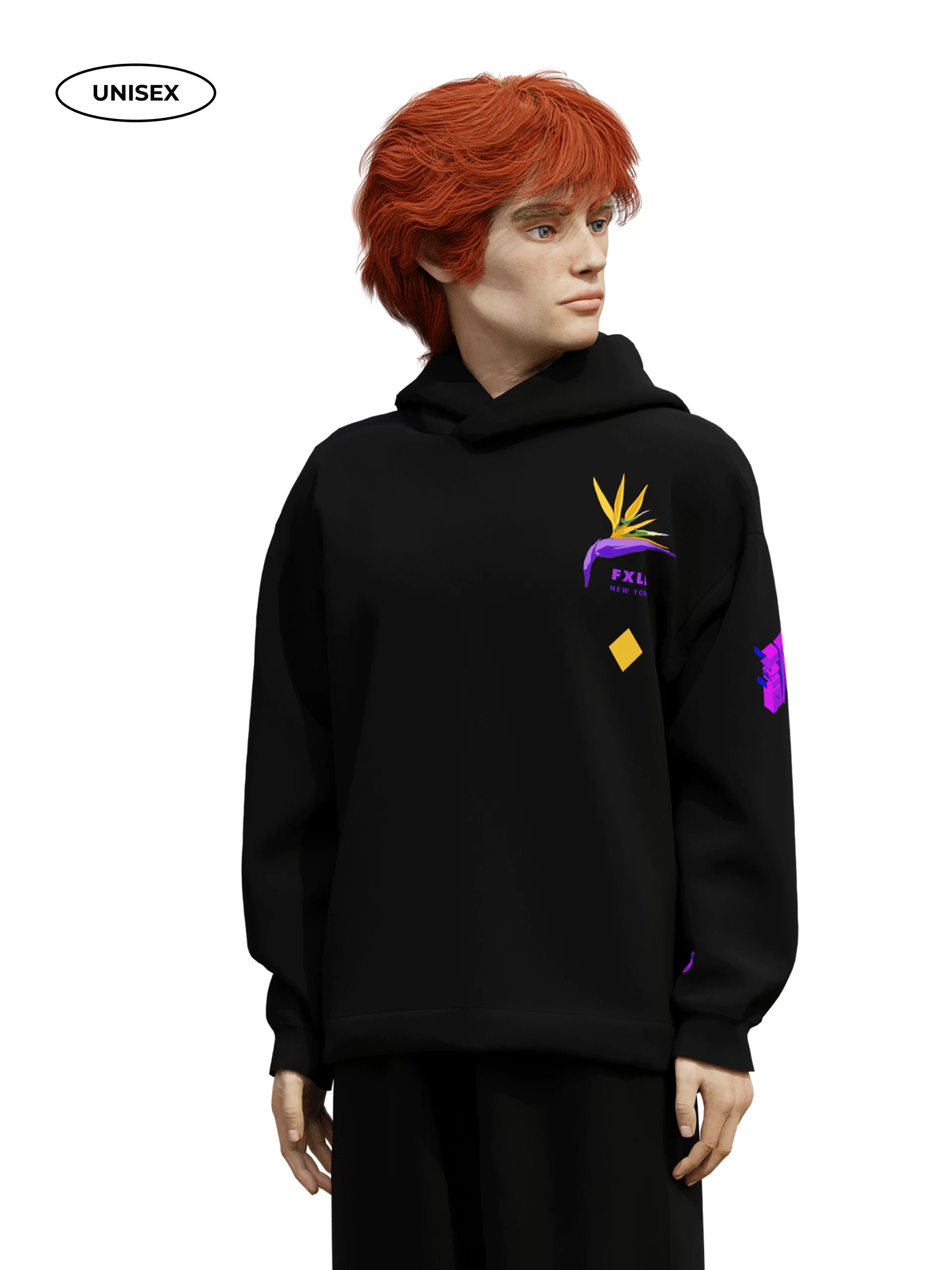 BLACK FLEECE HOODIE - FXLB NY