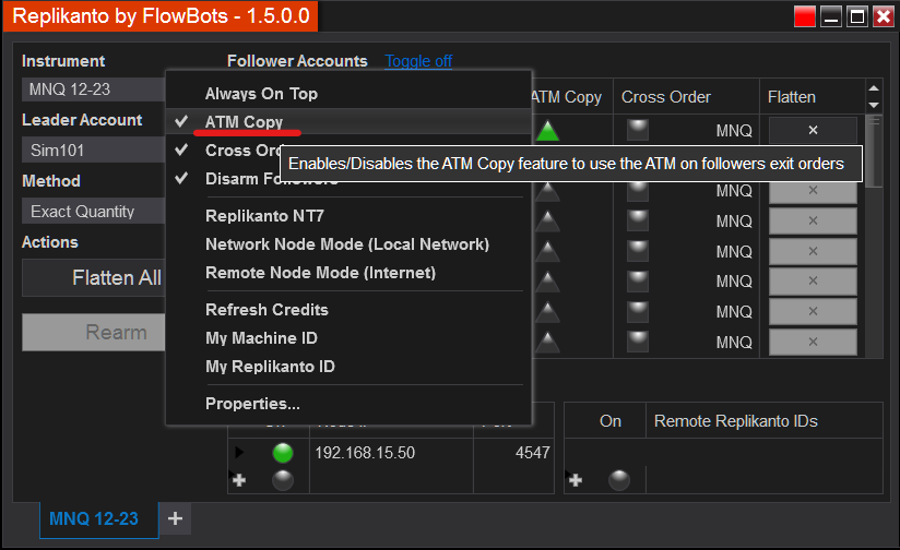 Replikanto exclusive ATM Copy feature - FlowBots