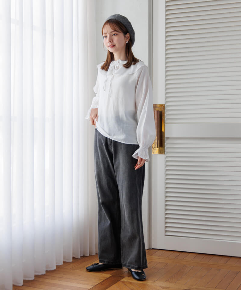 50%OFF】ruffled collar blouse～ﾗｯﾌﾙﾄﾞｶﾗｰﾌﾞﾗｳｽ | flower／フラワー