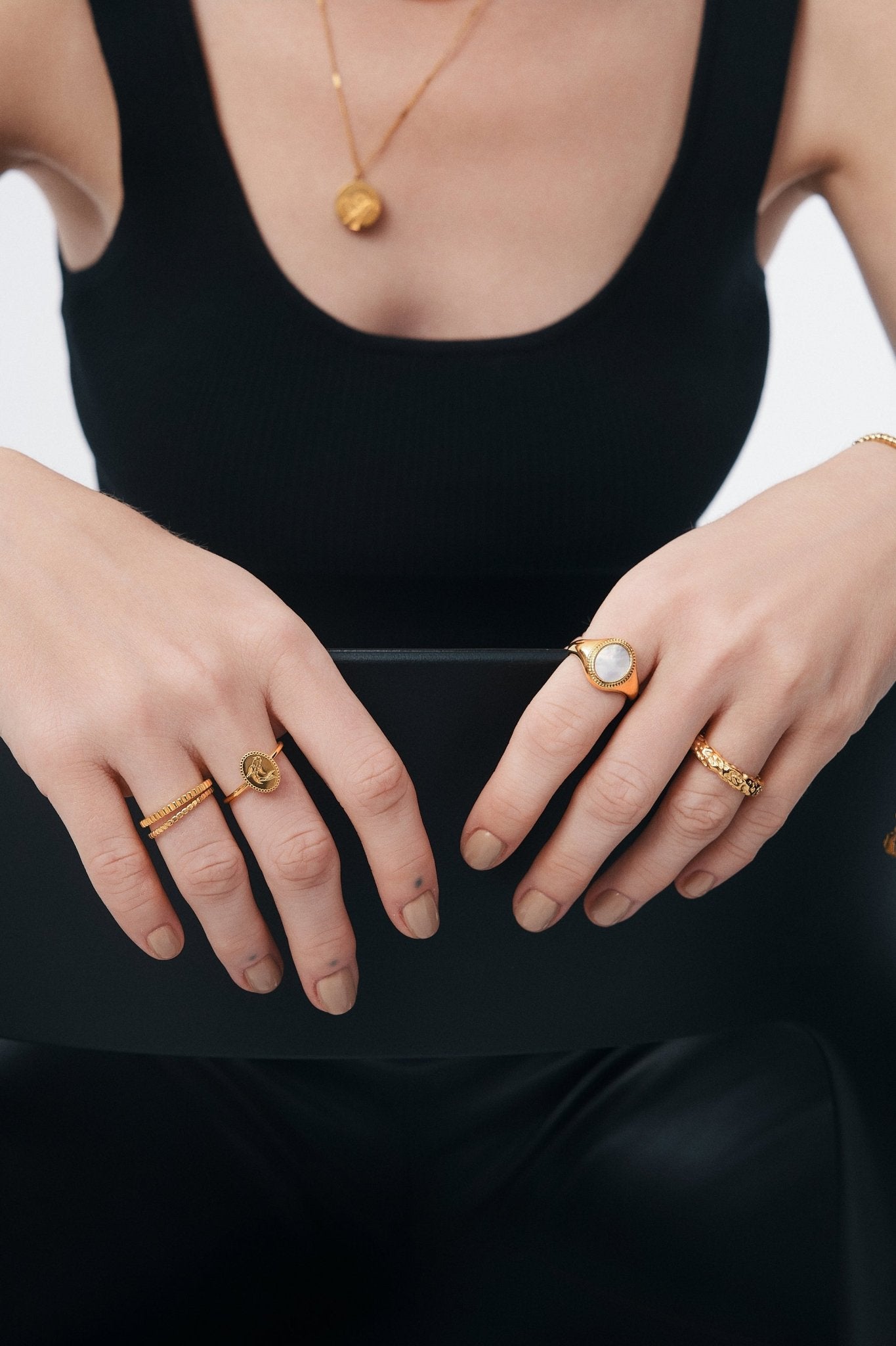 Mother of Pearl Signet Ring (Unisex) | Flaire & Co.