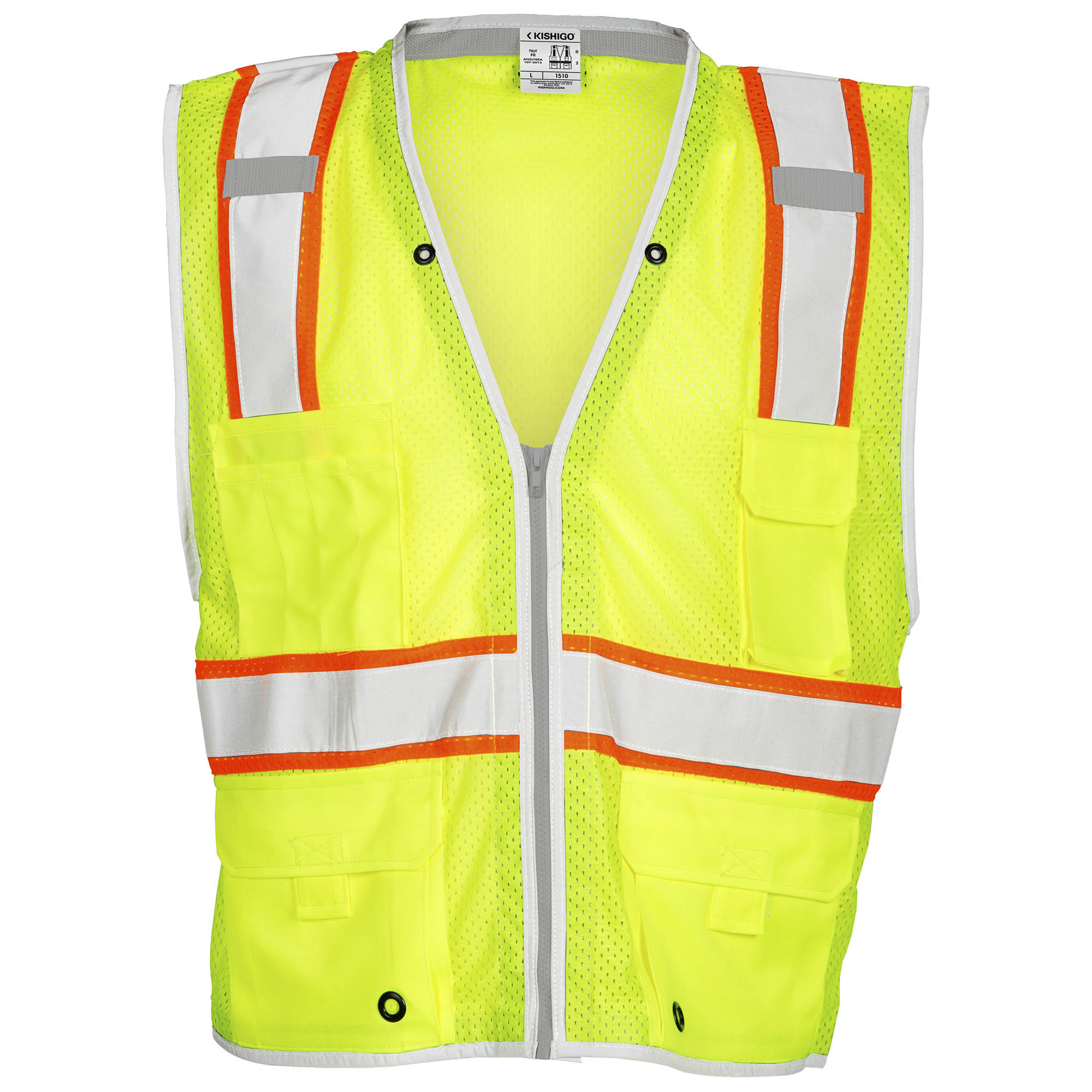 Kishigo 1510 Brilliant Series Heavy Duty Safety Vest - Yellow/Lime