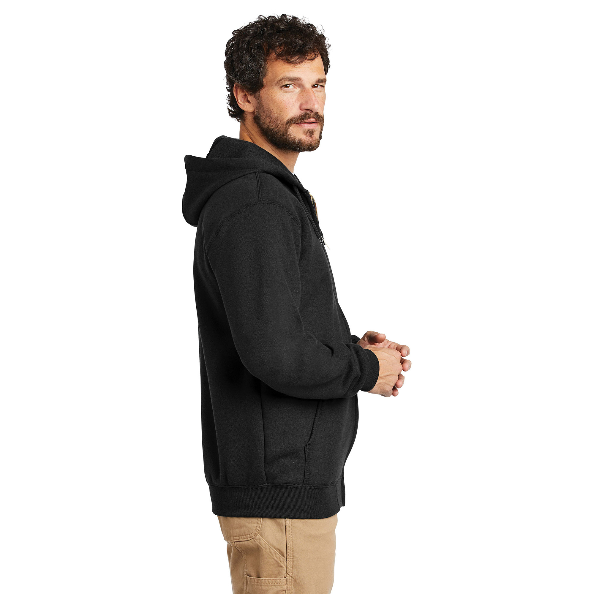 Carhartt K122 Midweight Hooded Zip-Front Sweatshirt - Black | Full