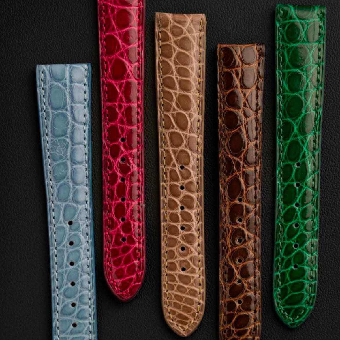 Shiny crocodile strap made of Louisiana alligator leather