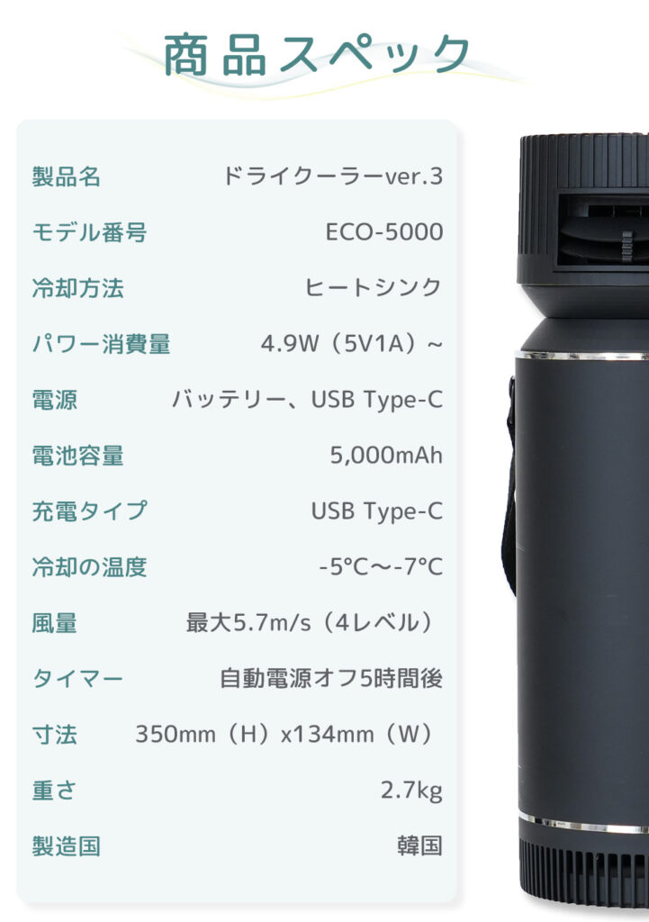 冷媒に電気を使わないエコな冷風機。湿気を出さないドライクーラーVer3