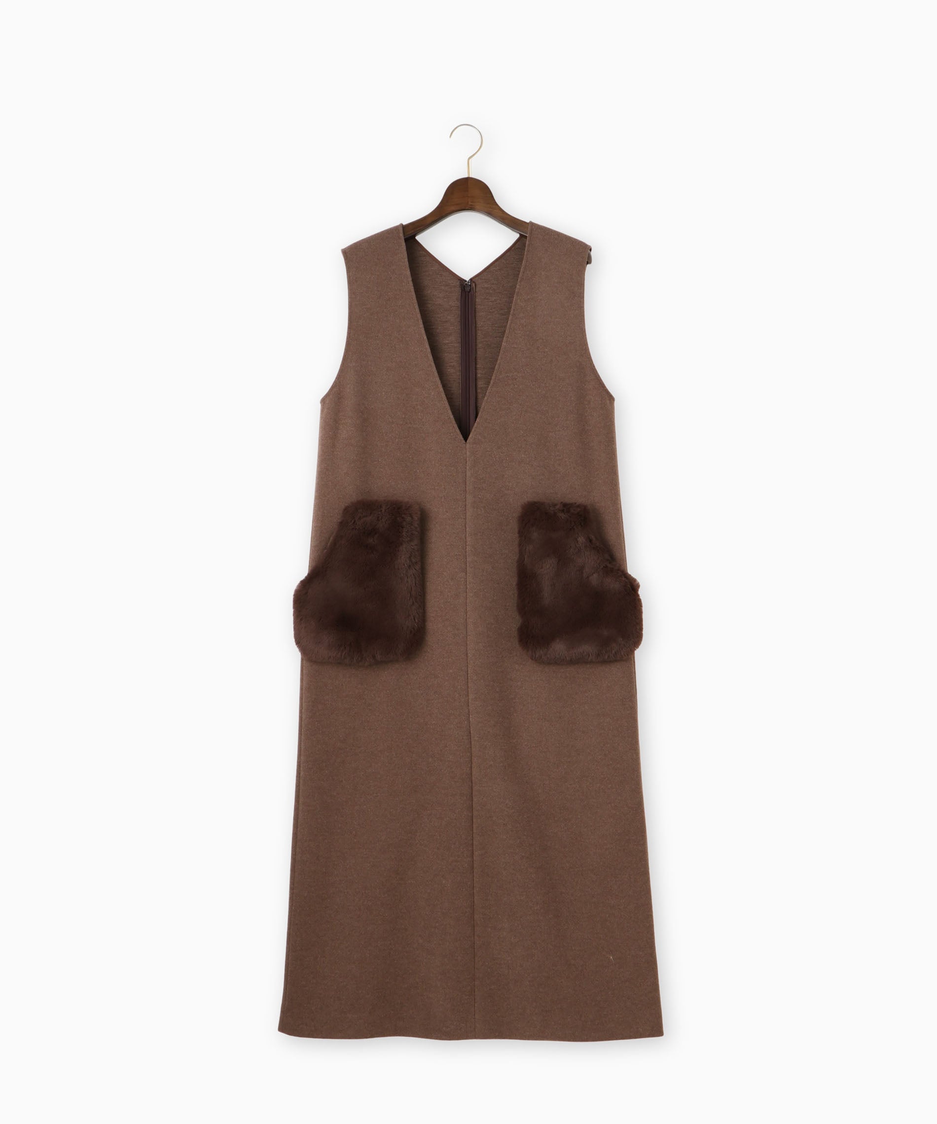 Vネックファーポケットワンピース – FACE SANS FARD