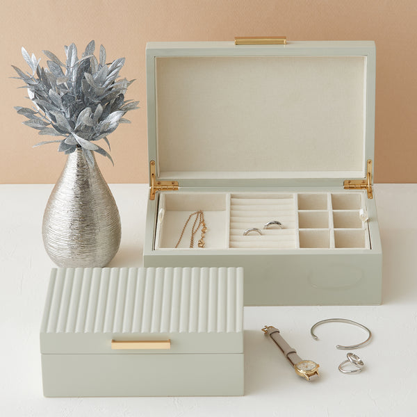 ラッカー ストライプ ジュエリーボックス S グレー | Francfranc
