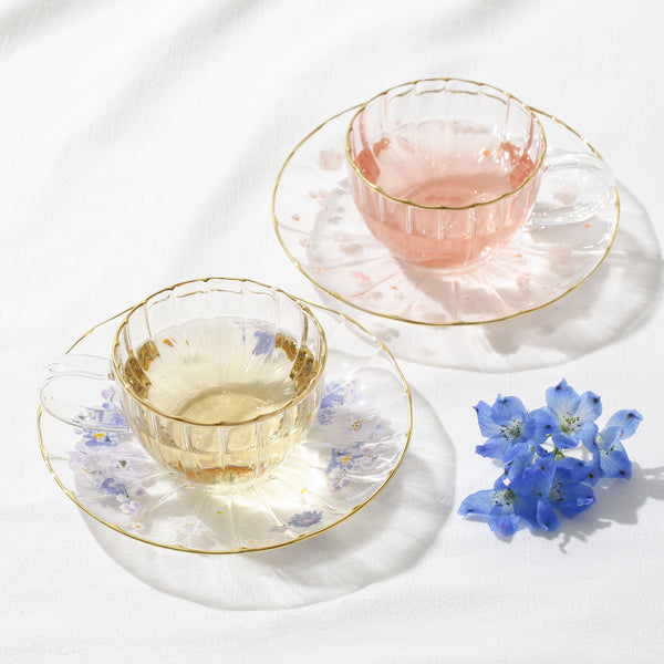 フラワーフリル ガラスカップ＆ソーサ― パープル | Francfranc（フラン