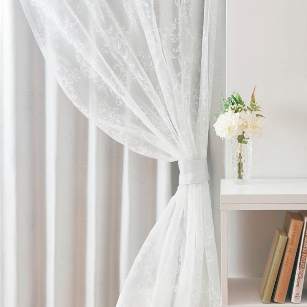 ブリス×ルシーラ ダブルカーテン H1780×W1000 ホワイト×ライトグレー