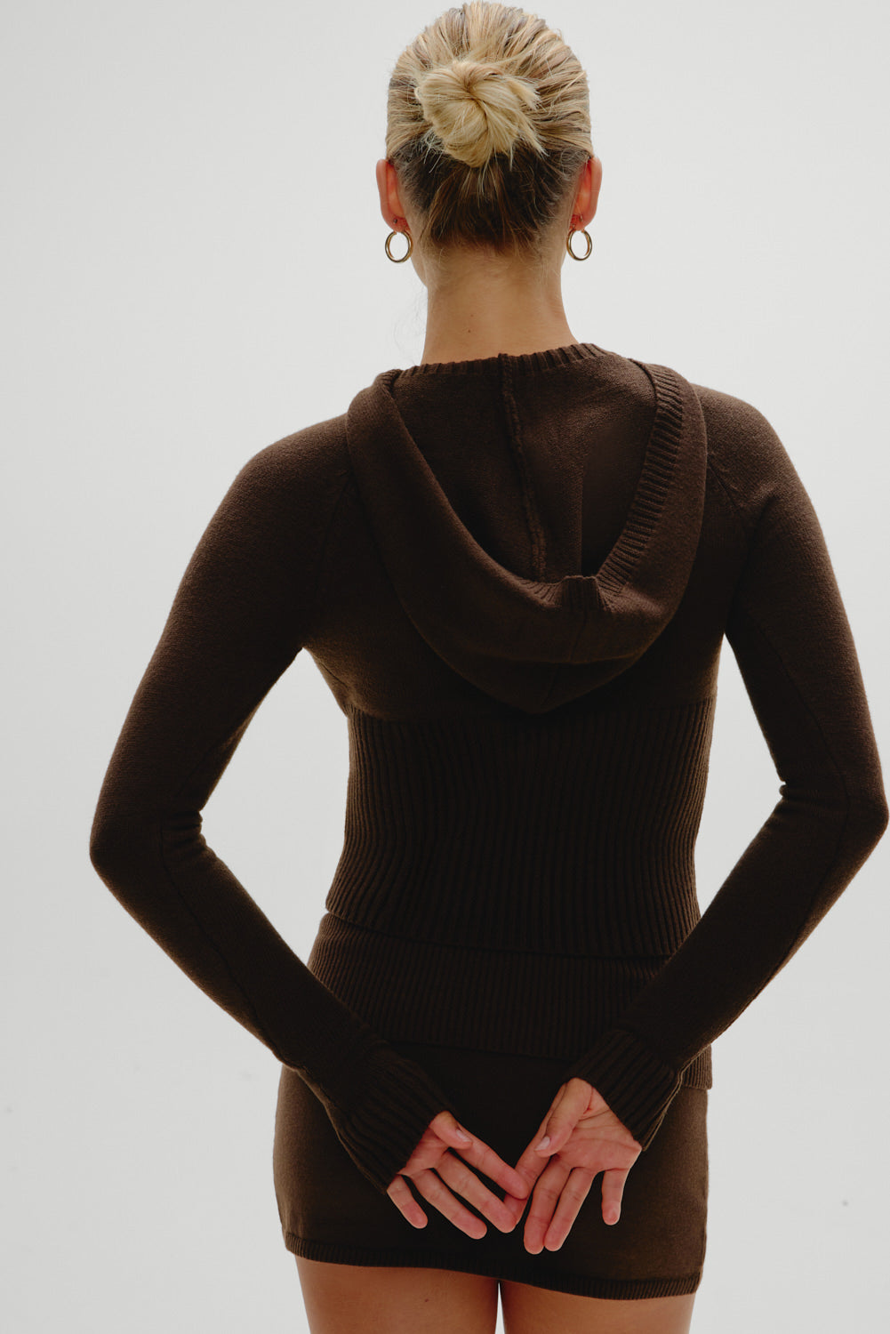 Hazel Knit Hoodie - Chocolate Brown