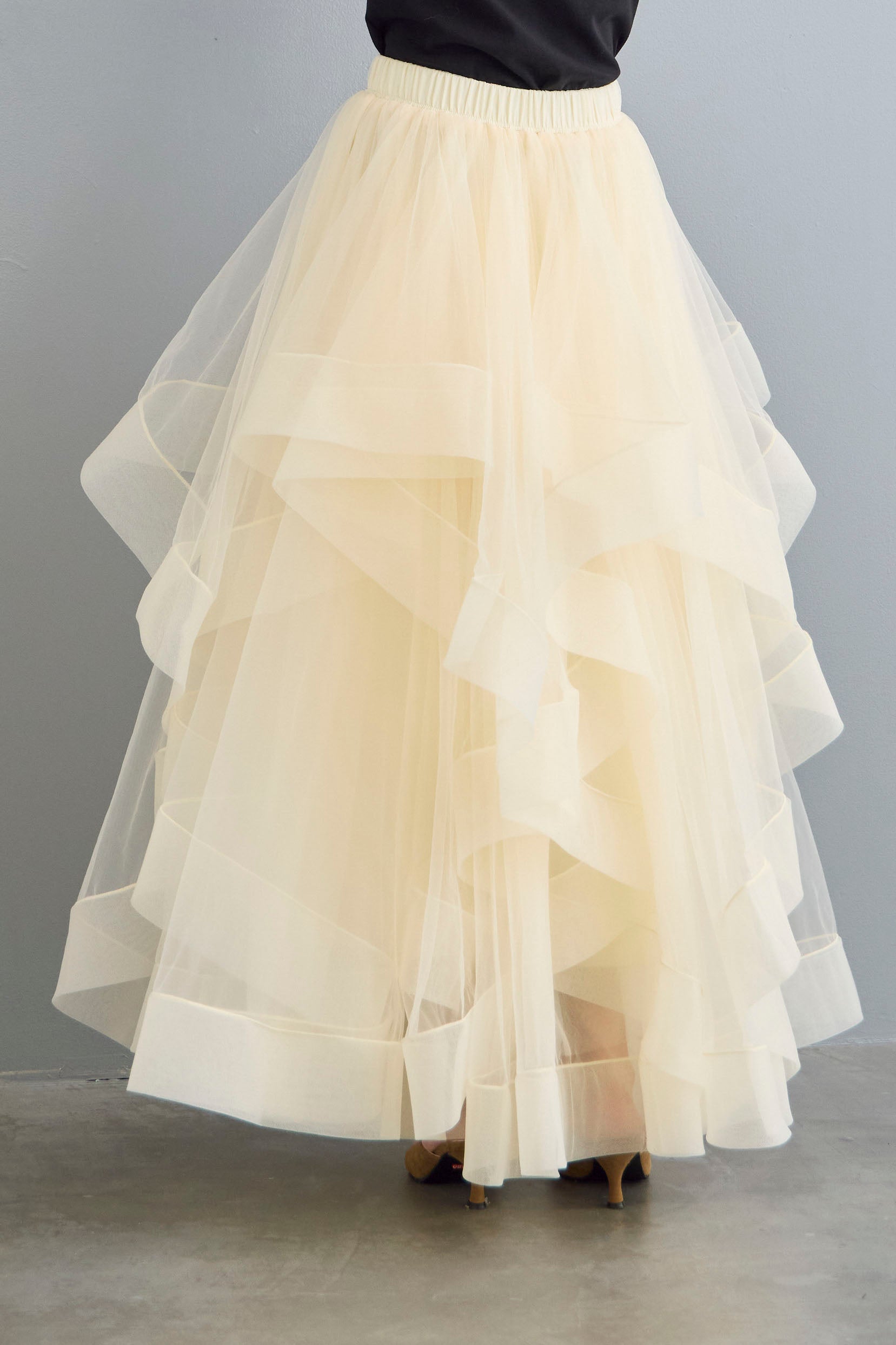 予約]ランダムフリルティアードボリュームスカート – Frene