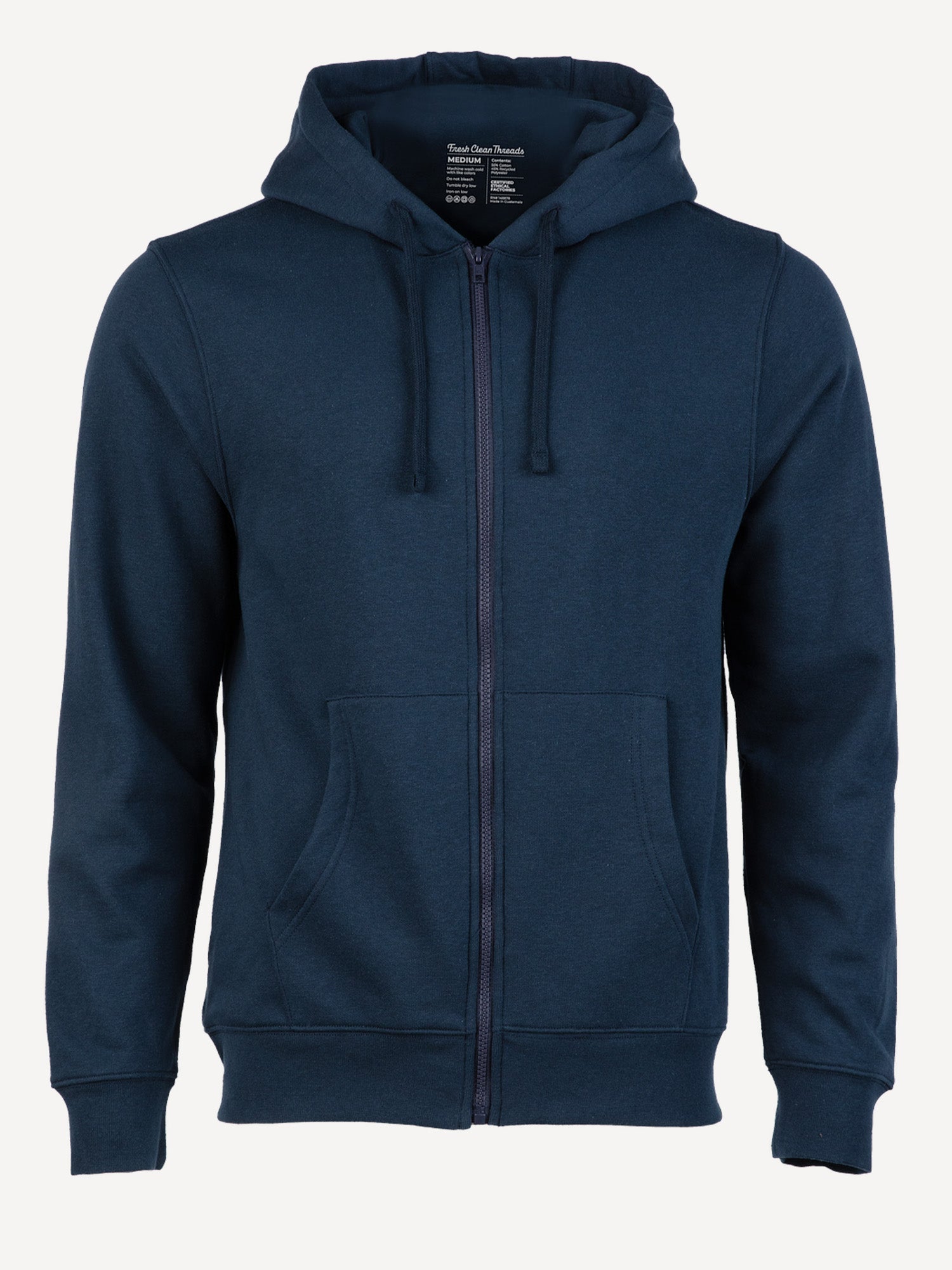 Dark Navy Zip-Up Hoodie – Fresh Clean Threads