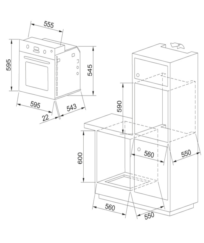 Oven Static Glass Linear GN 42 ST XS (60cm) - FRZOOM