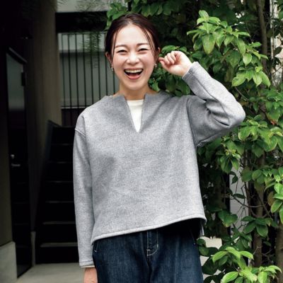 OURHOME(アワーホーム)の【洗える】ウール混素材のキーネックプル