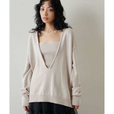 Whim Gazette(ウィム ガゼット)のVネックニットプルオーバー通販