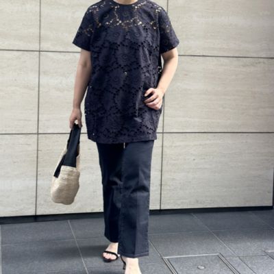 mizuiro ind(ミズイロインド)のレースクルーネックチュニックシャツ