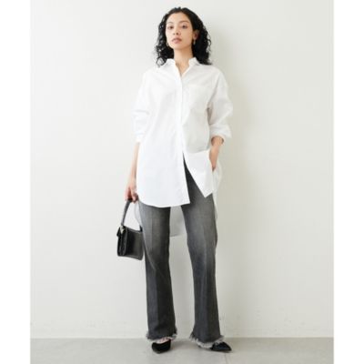 Whim Gazette(ウィム ガゼット)のセンタープレスセミフレアデニム通販