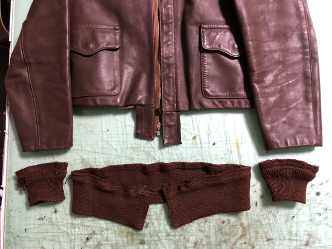 リアルマッコイズ A-2 袖・裾リブ交換 ラフウェア社復刻：伸びや傷みの