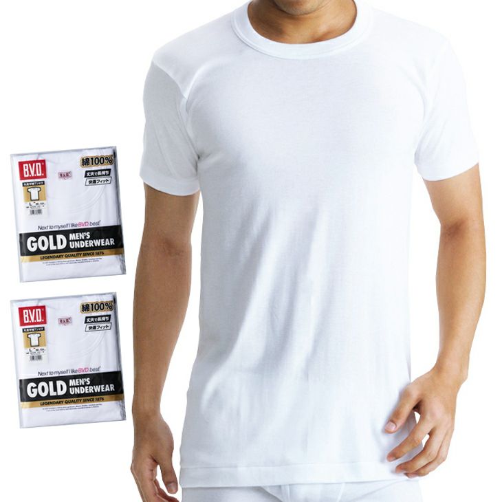 B.V.D.GOLD 丸首半袖シャツ TOUGH NECK 2枚セット (S/M/L) G013-2P