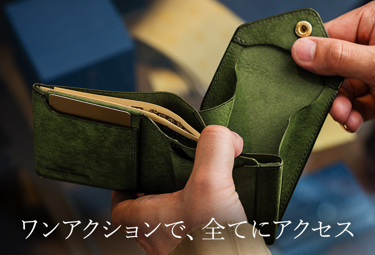 池之端銀革店】Cramp プエブロレザー ギャルソンスリムウォレット