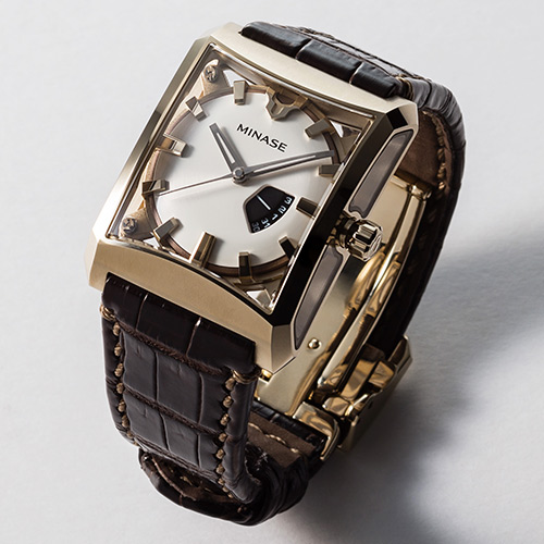 MINASE】腕時計「FIVE WINDOWS midsize」クロコダイルレザーバンド