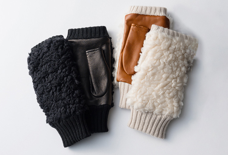 福田手袋】L'apero（ラペロ）シープボア指だしグローブ Brebis | 藤巻