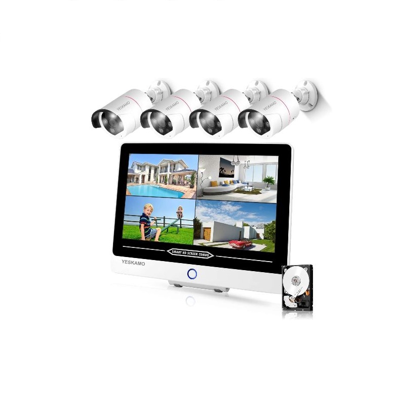 P912-JP3004-2T（PoE防犯カメラ4台＋2TBHDD内蔵12インチ モニター