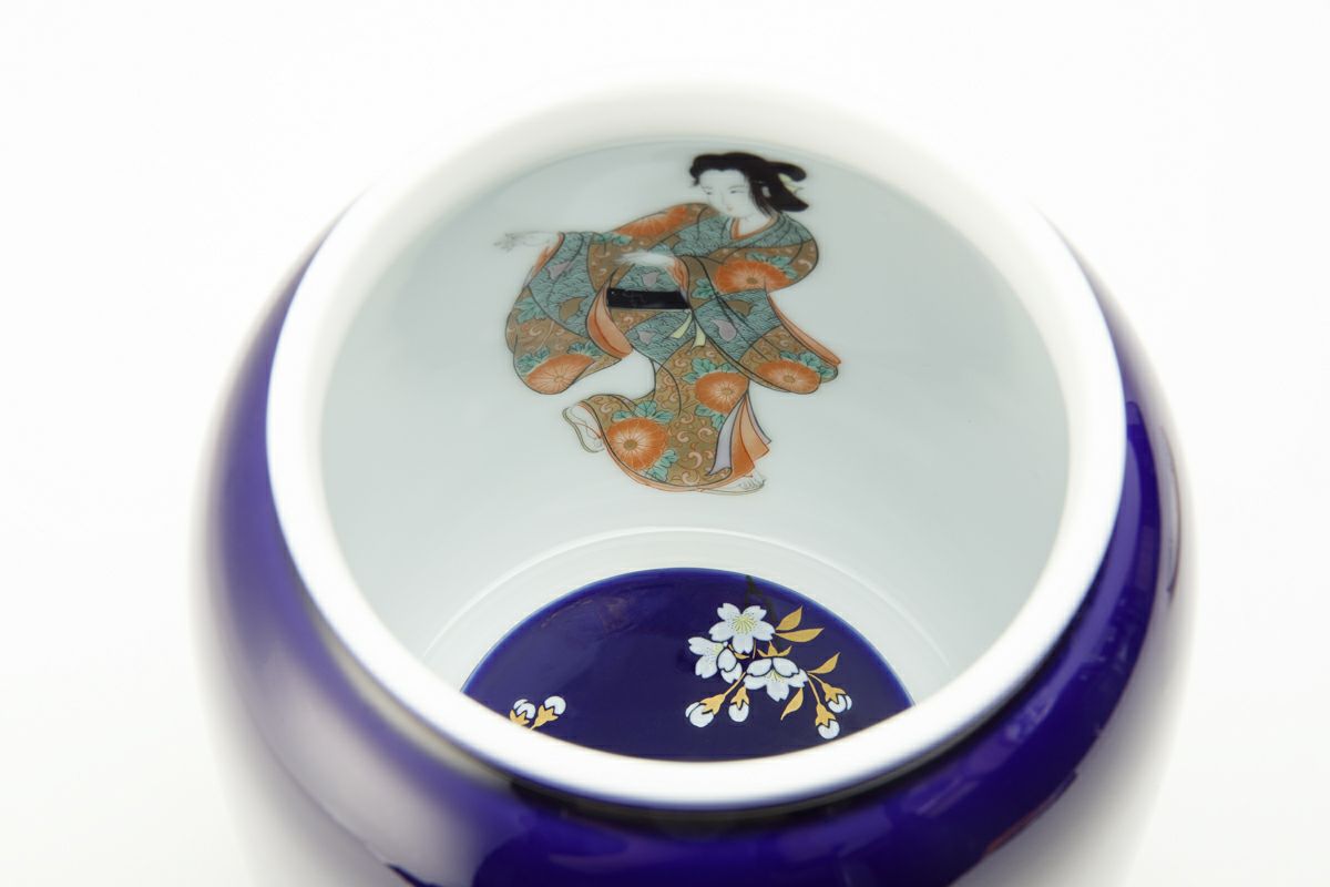 花見おどり（瑠璃） 長命壺5寸 | 有田焼 深川製磁｜公式オンラインストア