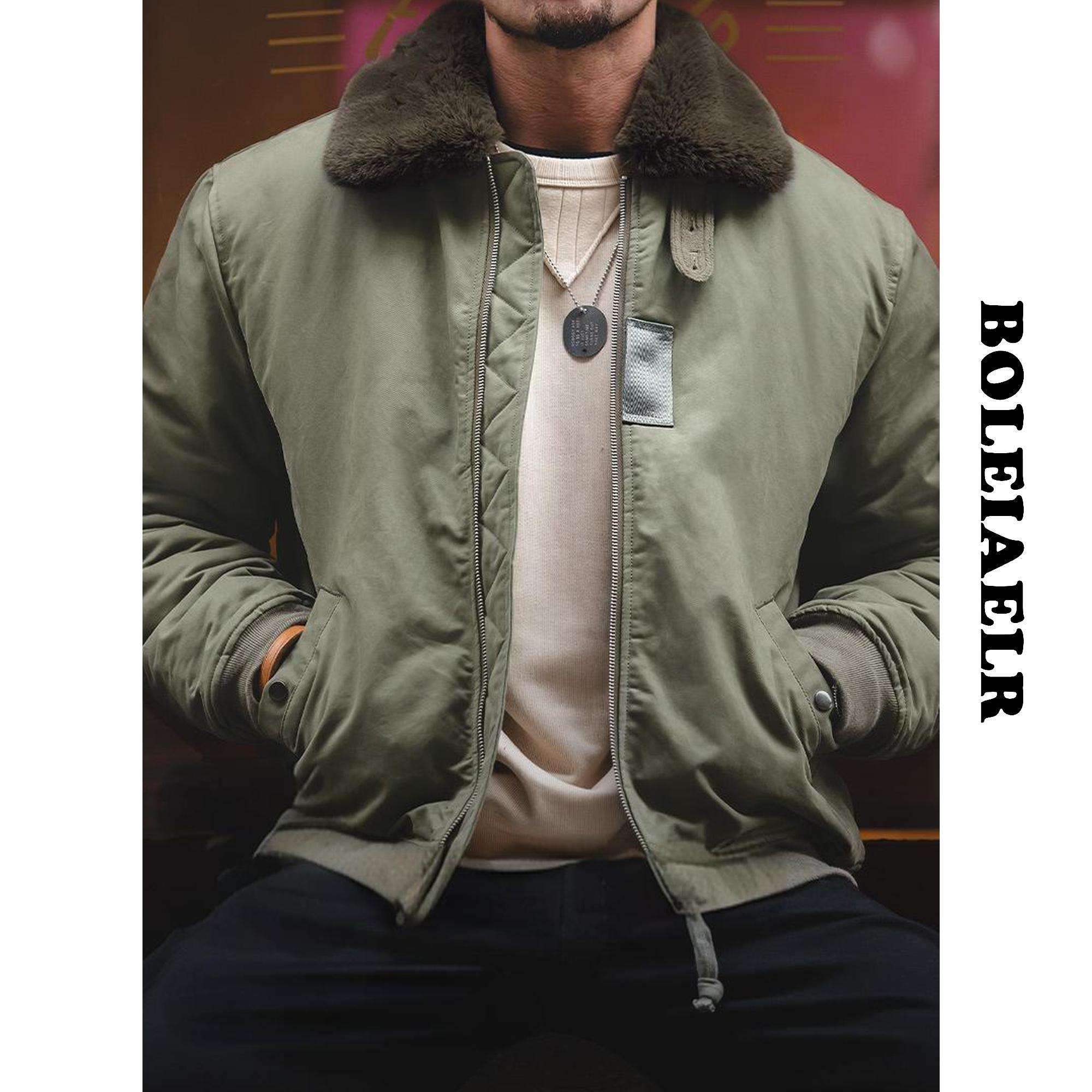 ロントジップ ファー衿付き 中綿入りフライトジャケット B-15タイプ