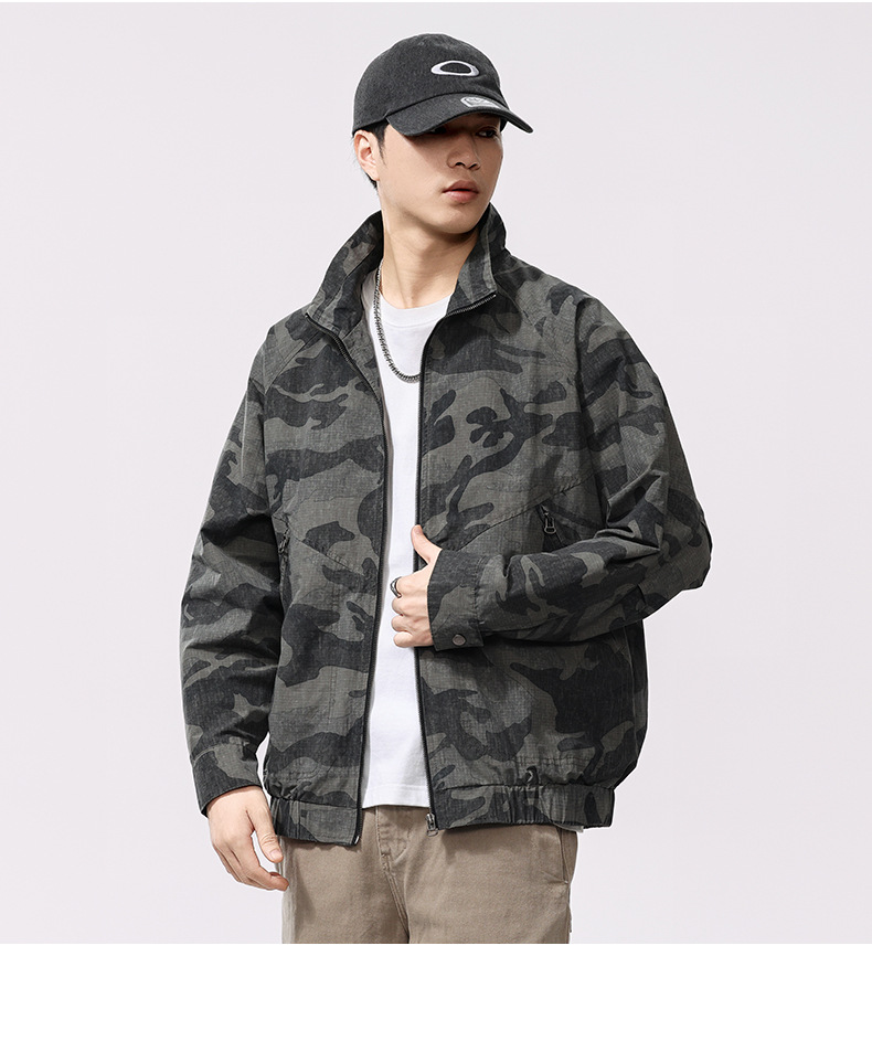迷彩柄フルジップライトジャケット ミリタリージャケット メンズ