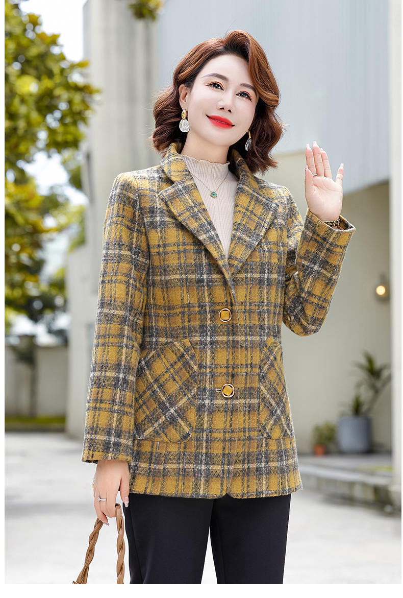 クラシカル チェック柄 ツイードジャケット ベージュ|ツイード