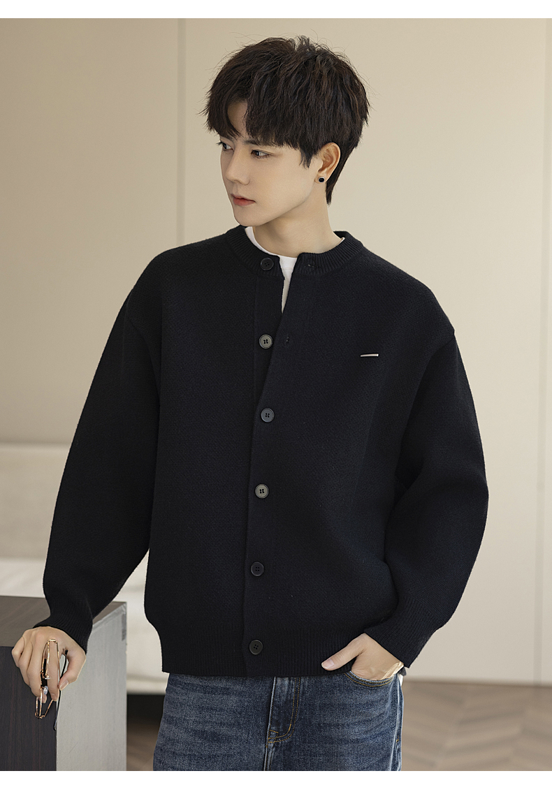 カーディガン メンズ カーディガン メンズ シンプル上質クルーネック