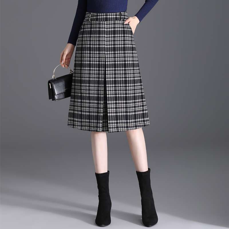 チェック柄ファッション クラシカルチェック柄プリーツスカート ミモレ