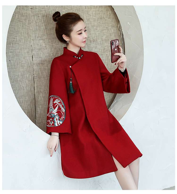 チャイナ服 刺繍入り華麗チャイナドレスコート コート|チャイナ服専門