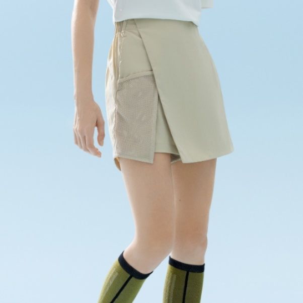 キュロットスカート 巻きキュロットスカート 涼感メッシュラップ風