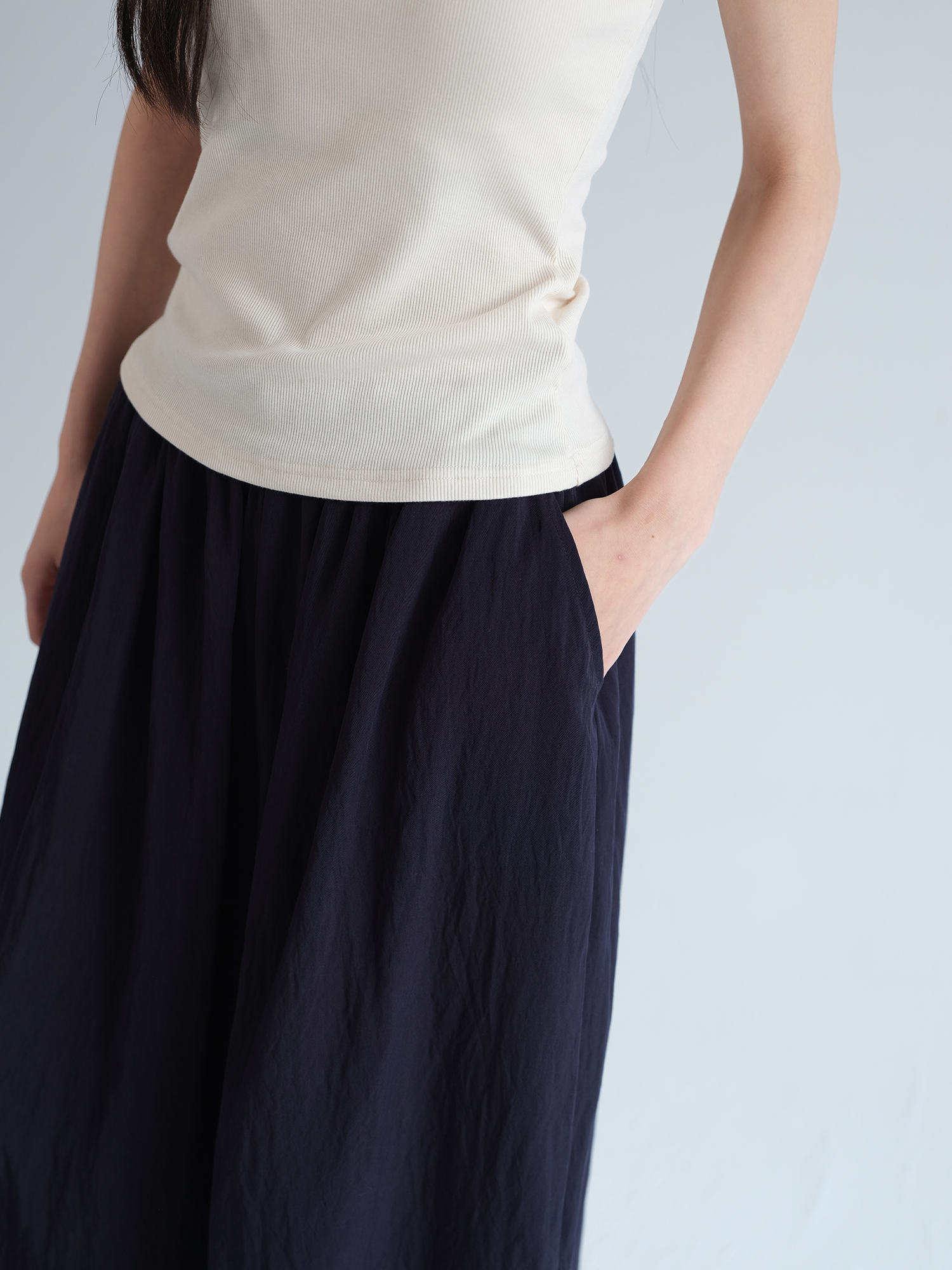 キュロットスカート キュロットスカート 麻素材プリーツキュロット