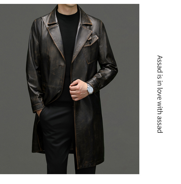 レザージャケット専門店 ビンテージ加工トレンチスタイルレザーコート