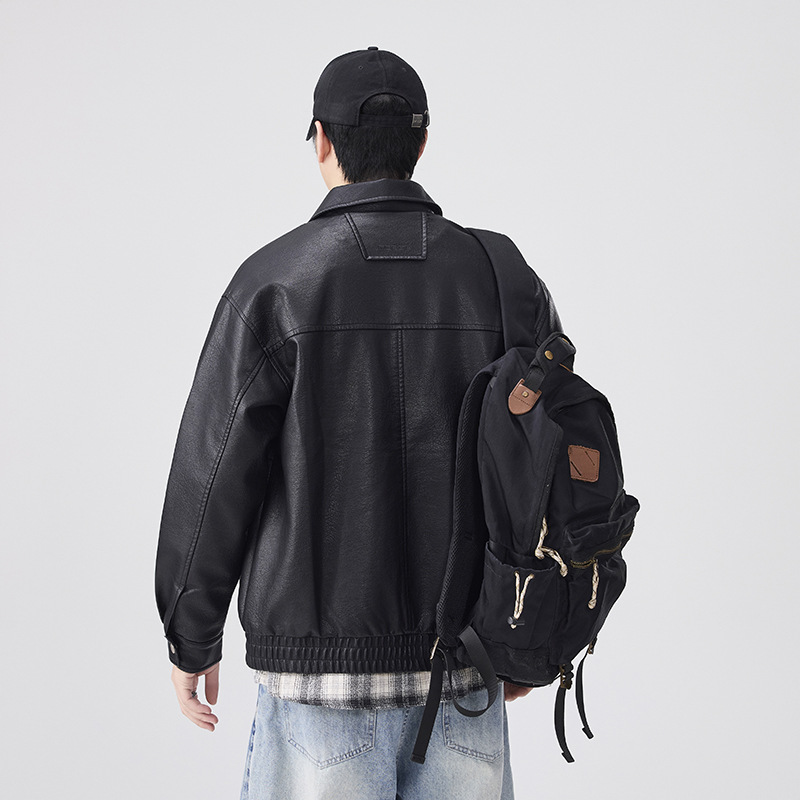 レザージャケット 襟付きショート丈レザージャケット ライダース