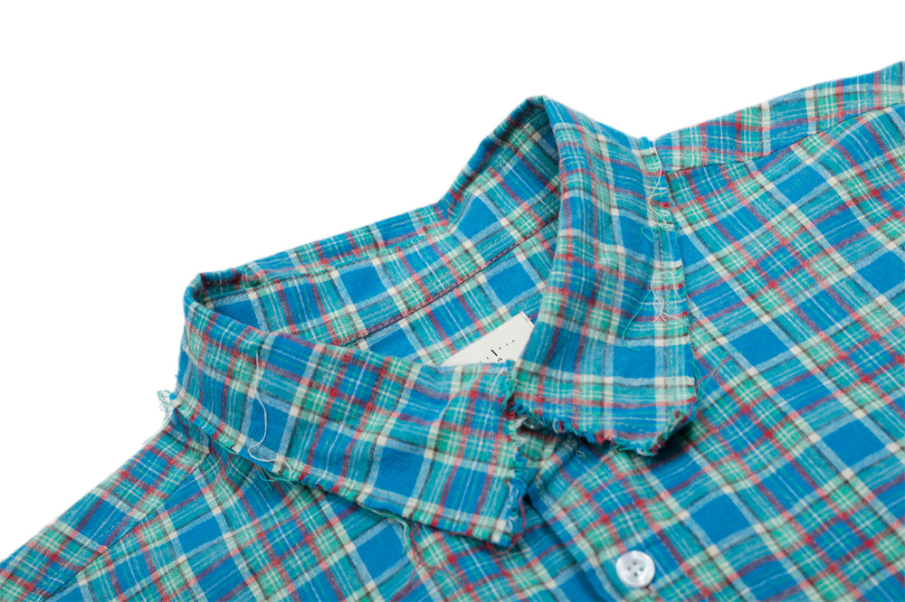 メンズ シャツ メンズ 青系チェック柄長袖シャツ 春秋対応 チェック