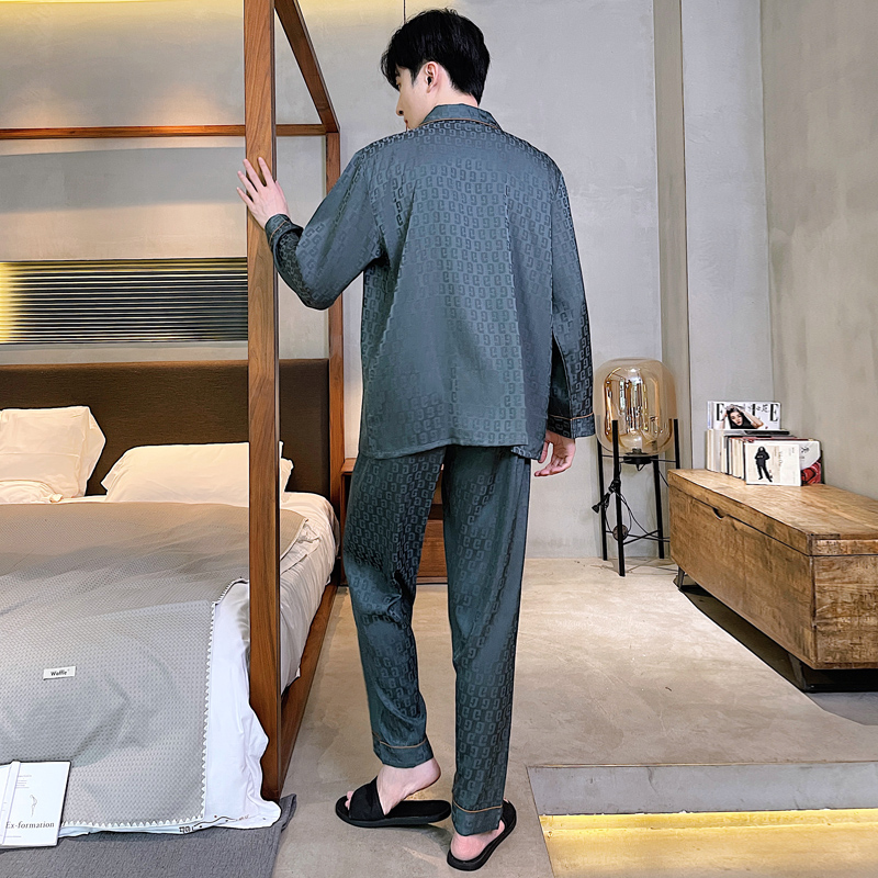 メンズパジャマ 幾何学模様シルクパジャマ上下セット シルク|メンズ