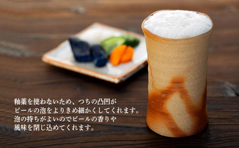備前焼「ビアマグ緋襷」ペアセット（佐藤正徳・作）【ビアマグカップ