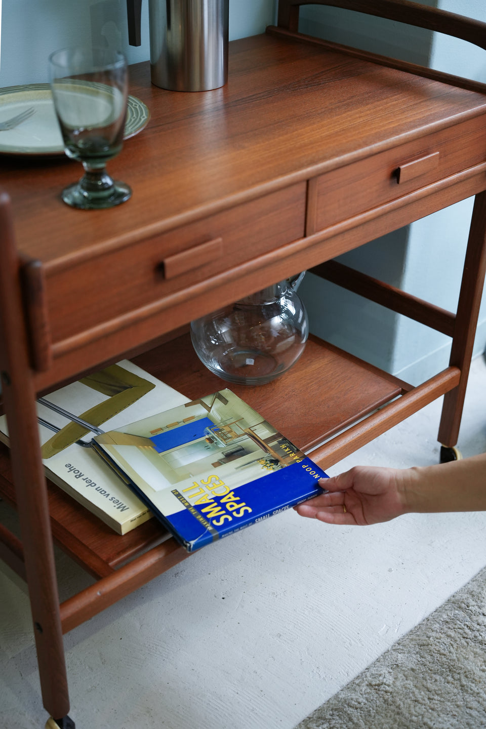 デンマークヴィンテージ サービングトロリー ワゴン チーク材 北欧家具